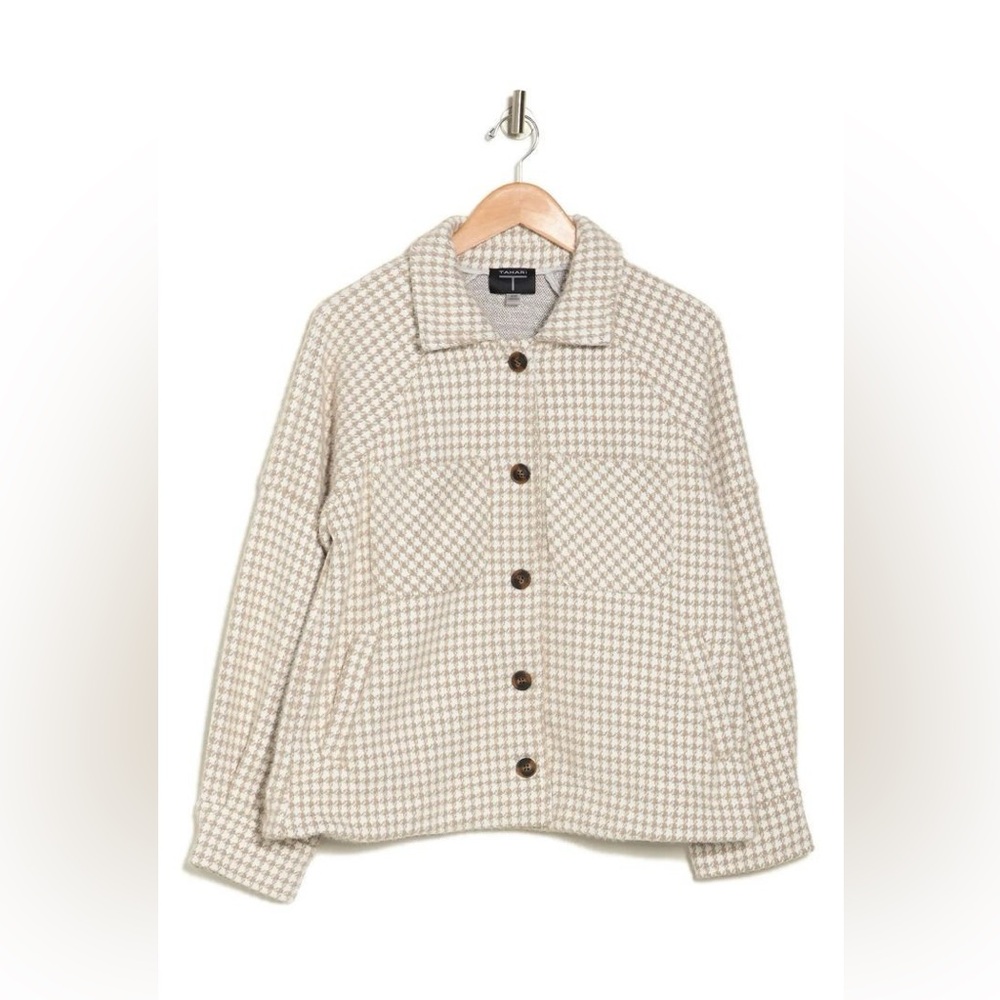 Tahari Houndstooth Bouclé Shirt Jacket